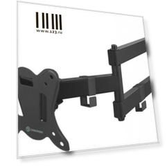 Кронштейн ONKRON/ 17-27&#039;&#039; макс 100*100 мм, 2 колена, наклон -+ 8?, поворот: 180°, от стены 65-408 мм, макс вес 25кг, черный