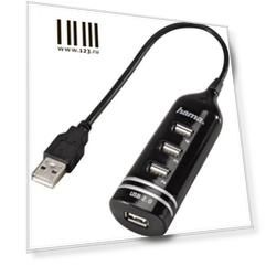 Концентратор USB 2.0 HAMA H-39776 4 x USB 2.0 черный