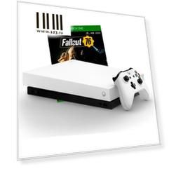 Игровая консоль Microsoft Xbox One X FMP-00058 черный в комплекте: игра: Fallout 76