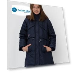 Темно-синее демисезонное полупальто Button Blue