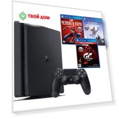 Игровая приставка Sony PlayStation 4 1 Tb + Horizon/Gran Turismo/Spider-Man/PS Plus (3 месяца)