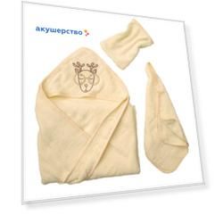 Baby Nice (ОТК) Комплект для купания махровый Олень (3 предмета)