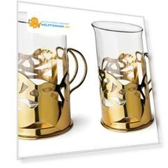 Набор стаканов в подстаканнике APOLLO Genio "Cite Gold", 250мл, 2шт.