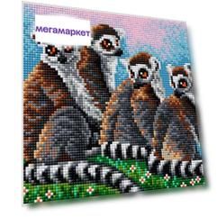 Алмазная вышивка Вышиваем бисером Лемуры (на магнитной основе), 20x28,5 см