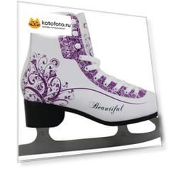 Коньки фигурные для фитнес-катания SENHAI Beautiful PW-215-2 35 Бело-фиолетовый