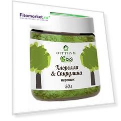 Хлорелла Спирулина порошок, 50 г, Оргтиум