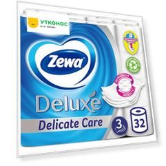 Туалетная бумага Zewa Deluxe белая 3-слойная 32 рулона