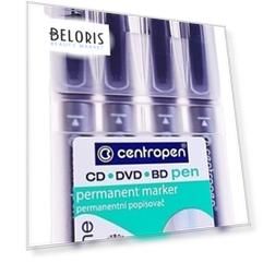 Набор маркеров перманентных для Cd/dvd 4 цвета, Centropen 4606, 1.0 мм
