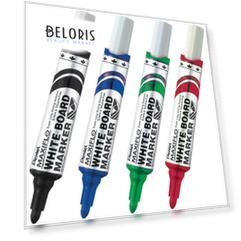 Набор для магнитно-маркерной доски (магнитный стиратель, 4 маркера), Pentel "Maxiflo"