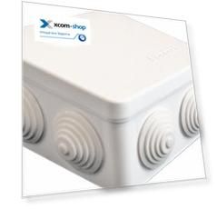 Коробка распределительная TYCO 67045 наружная (для открытого монтажа) 100х100х50мм, откидная крышка, 8 вводов, IP54 (серая)