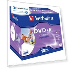 Диск DVD+R Verbatim 43508 4.7ГБ, 16x, 10 шт., Jewel Case, Printable