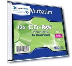 Диск CD-RW Verbatim 43762 700Mb 8-12x Slim case (1шт)