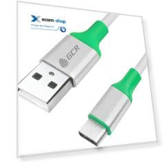 Кабель GCR 33-050551 0.5m USB 2.0, AM/CM, белый, алюминиевый корпус серебро, зеленый ПВХ, 28/28 AWG