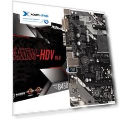 Материнская плата mATX ASRock B450M-HDV R4.0 AM4, AMD B450, 2xDDR4(3200), 1xPCI-Ex16, PCI-Ex1, D-SUB, HDMI, DVI, SATAIII+RAID, M.2, GBLan, USB3.1, mAT