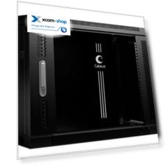 Шкаф настенный 19", 9U Cabeus SH-05F-9U60/60-BK телекоммуникационный 600x600x501mm (ШхГхВ) дверь стекло, цвет черный (RAL 9004)