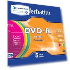 Диск DVD-R Verbatim 43557 4.7ГБ, 16x, 5шт., Slim Case, Color