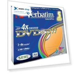 Диск DVD+RW Verbatim 43297 4.7ГБ, 4x, 5шт., Slim Case, Color, SERL