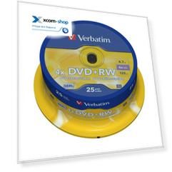 Диск DVD+RW Verbatim 43489 4.7ГБ, 4x, 25 шт., Cake Box