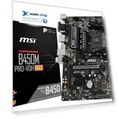 Материнская плата mATX MSI B450M PRO-VDH MAX (AM4,AMD B450,4*DDR4(3866),4*SATA 6G RAID,M.2,3*PCIE,7.1CH,Glan,6*USB 3.2/VGA/DVI-D/HDMI)