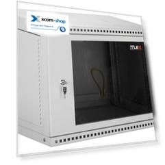 Шкаф настенный 19", 9U TLK TWI-096060-R-G-GY стеклянная дверь, 436х600х600 мм (ВхШхГ), светло-серый RAL 7035, разборный