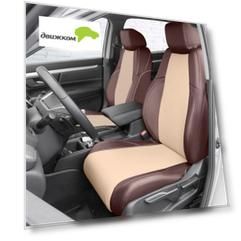Чехлы Почин Honda CRV 5 поколение экокожа перфорация коричнево-бежевые