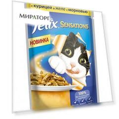 Корм для кошек Сенсейшнс курица в желе с морковью Felix