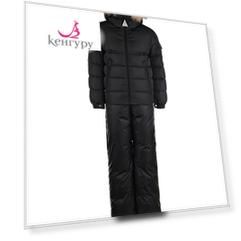 Черный комплект с меховой отделкой Moncler