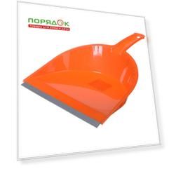 Совок для мусора, пластик, с резиновой кромкой, пластиковая ручка, оранжевый, Idea, Стандарт, М 5191