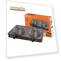 Плита электрическая TDM Electric, ЭПС2, 2000 Вт, 2 конфорки, спираль, эмаль, механическая, переключатель поворотный, 230 В, коричневая