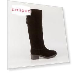 Черные сапоги из спилка Calipso
