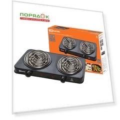 Плита электрическая TDM Electric, ЭПС2, 2000 Вт, 2 конфорки, спираль, эмаль, механическая, переключатель поворотный, 230 В, черная