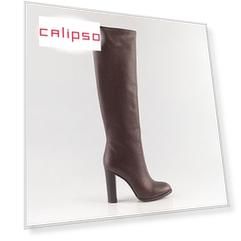 Бордовые кожаные сапоги Calipso