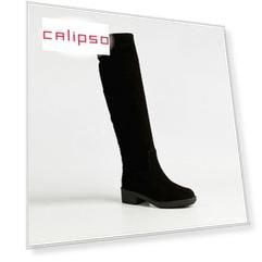 Черные сапоги из спилка Calipso