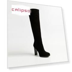 Черные сапоги из спилка Calipso