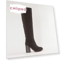 Черные сапоги из спилка Calipso