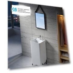 Раковина из искусственного камня NSBath NSF-47420G, глянцевая, с металлической подставкой