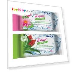 Салфетки влажные антибактериальные - Aura Tropic Cocktail, 60 штук
