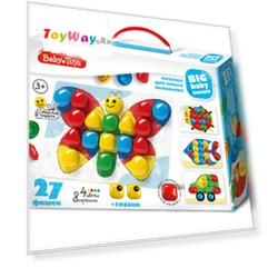 Мозаика для самых маленьких Baby Toys, 27 элементов, 4 цвета, d40
