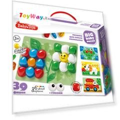 Мозаика для самых маленьких Baby Toys, 39 элементов, 6 цветов, d40