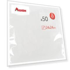Салфетки бумажные 2-слойные Actuel белые 24х24 см, 50 шт