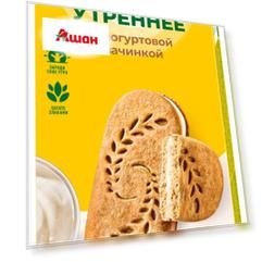 Печенье-сэндвич Утреннее с цельными злаками и йогуртовой начинкой, 253 г