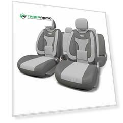 Чехлы AUTOPROFI EXTRACOMFORT для передних и задних сидений, велюр, серый цвет, 11 предметов