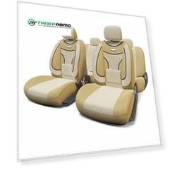 Чехлы AUTOPROFI EXTRACOMFORT для передних и задних сидений, велюр, бежевый цвет, 11 предметов