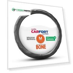Оплетка на руль CARFORT BONE с рельефными ячейками, кожа, черный цвет, размер M (37-39см)