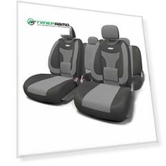 Чехлы AUTOPROFI EXTRACOMFORT для передних и задних сидений, велюр, черный/серый цвет, 11 предметов