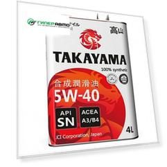Масло моторное Takayama 5w40 синтетическое, SN/CF, ACEA A3/B4, универсальное, 4л, арт. 605045