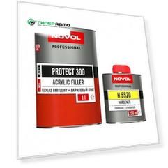 Грунт акриловый NOVOL Professional Protect 300 MS 4+1 (+отвердитель H 5520), чёрный, для различных материалов, 1л+250мл, арт. 37041