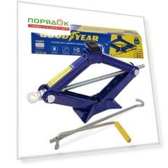 Домкрат ромбический, 1.5 т, 100-385 мм, съемная ручка, Goodyear, GY-SJ-02, GY000911