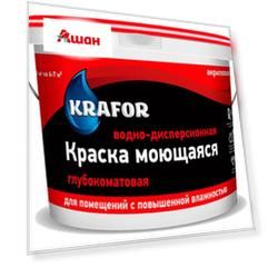 Краска Krafor интерьерная моющаяся глубокоматовая, 3 кг