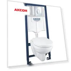 комплект 5 в 1 grohe solido 39192000 подвесной унитаз с сиденьем + система инсталляции + кнопка